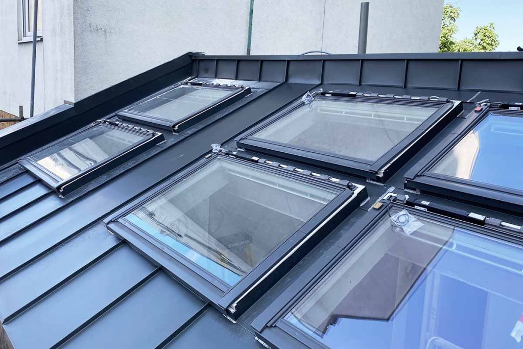 Zinc roof with windows
